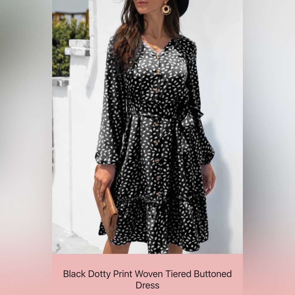 Black and White Dotty Patterned Dress size medium